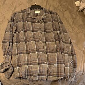 Billabong Brown Plaid Casual Button Down flannel Shirt